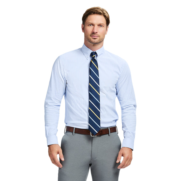 izod COOL FX STRIPE BUTTON DOWN DRESS SHIRT SLIM - BLUE BIRD