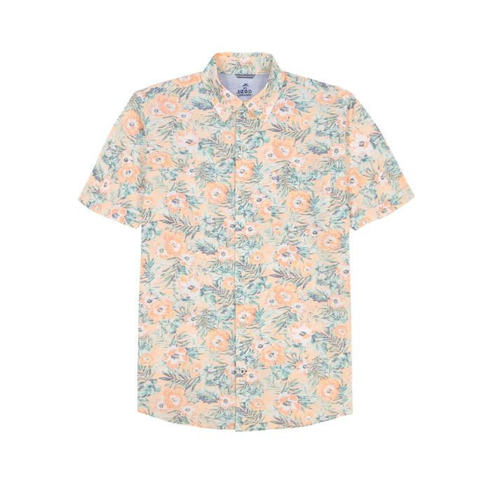 Izod DOCKSIDE SHORT SLEEVE CHAMBRAY PRINTS - ALMOND CREAM