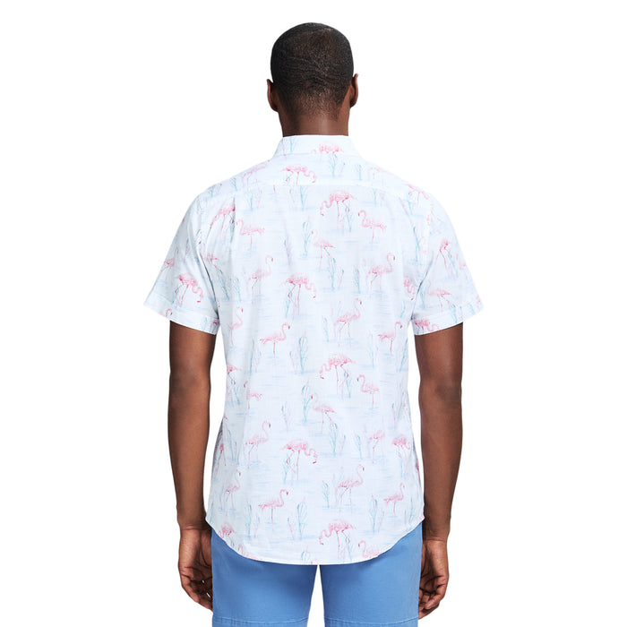 Izod DOCKSIDE SHORT SLEEVE CHAMBRAY PRINTS - BRIGHT WHITE