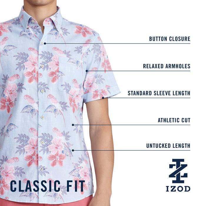 Izod DOCKSIDE SHORT SLEEVE CHAMBRAY PRINTS - BRIGHT WHITE