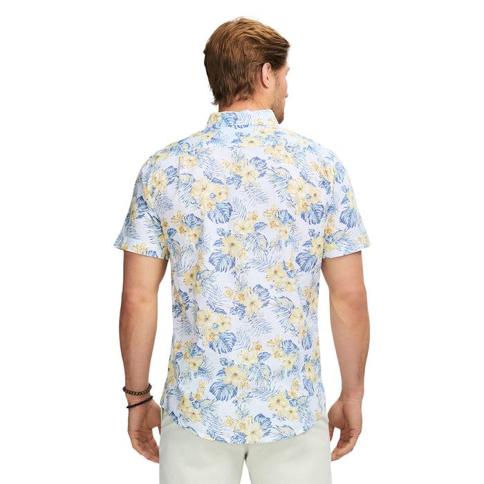 Izod DOCKSIDE SHORT SLEEVE CHAMBRAY PRINTS - BRIGHT WHITE