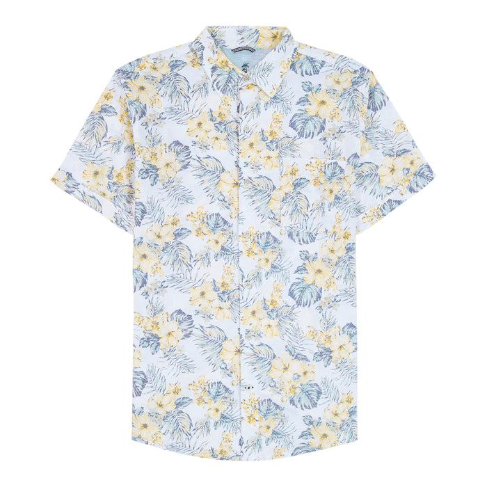 Izod DOCKSIDE SHORT SLEEVE CHAMBRAY PRINTS - BRIGHT WHITE