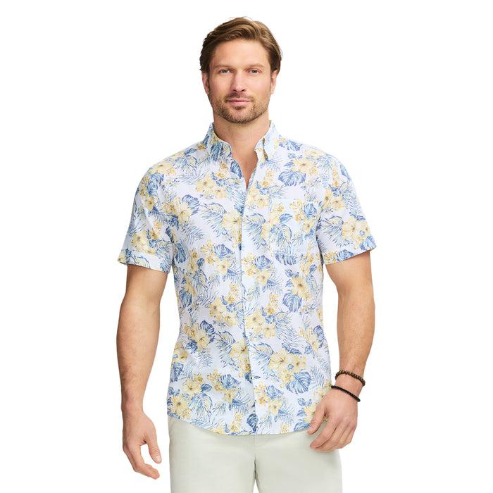 izod DOCKSIDE SHORT SLEEVE CHAMBRAY PRINTS - BRIGHT WHITE