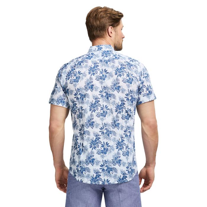 Izod DOCKSIDE SHORT SLEEVE CHAMBRAY PRINTS - BRIGHT WHITE