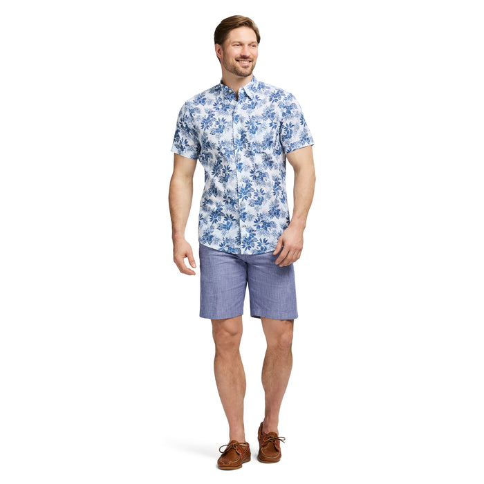Izod DOCKSIDE SHORT SLEEVE CHAMBRAY PRINTS - BRIGHT WHITE