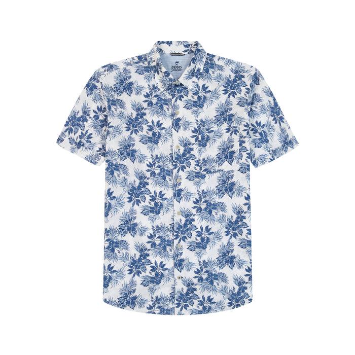 Izod DOCKSIDE SHORT SLEEVE CHAMBRAY PRINTS - BRIGHT WHITE