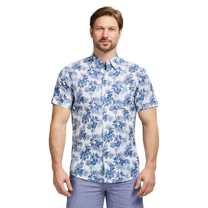 izod DOCKSIDE SHORT SLEEVE CHAMBRAY PRINTS - BRIGHT WHITE