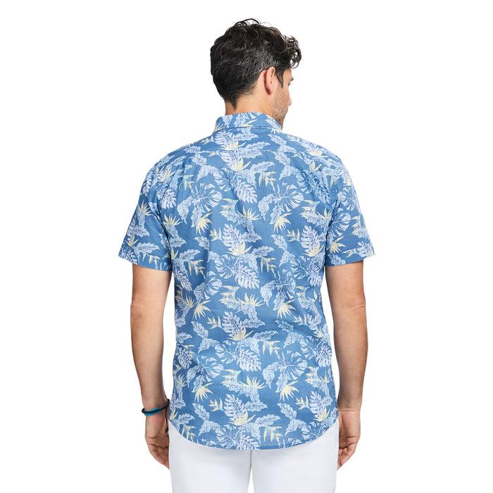 Izod DOCKSIDE SHORT SLEEVE CHAMBRAY PRINTS - MOONLIGHT BLUE
