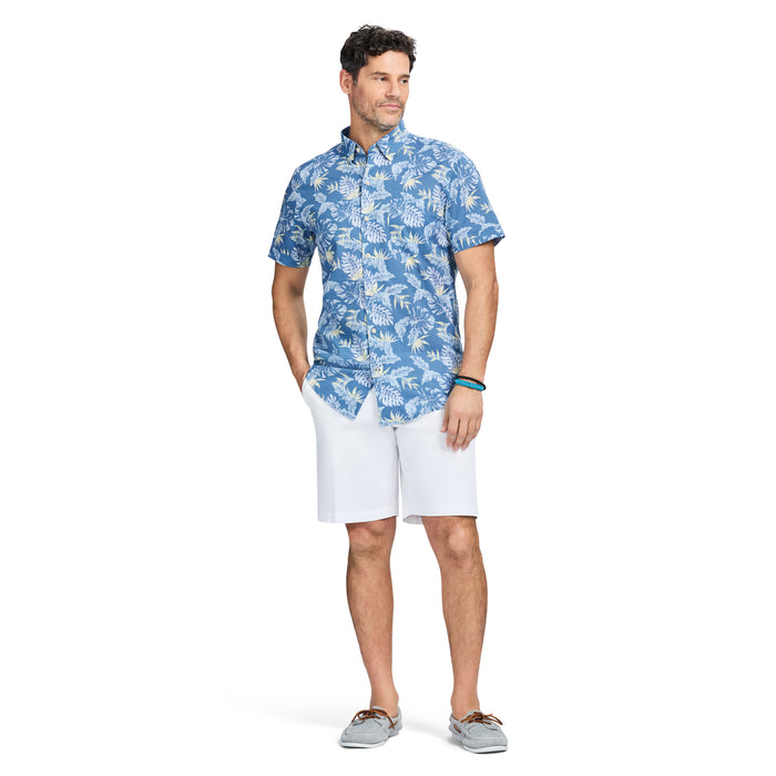 Izod DOCKSIDE SHORT SLEEVE CHAMBRAY PRINTS - MOONLIGHT BLUE
