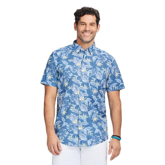 izod DOCKSIDE SHORT SLEEVE CHAMBRAY PRINTS - MOONLIGHT BLUE