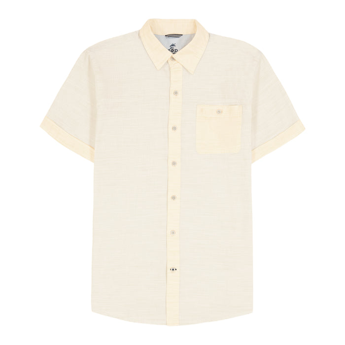 Izod DOCKSIDE SHORT SLEEVE CHAMBRAY SHIRT - BANANA CREAM