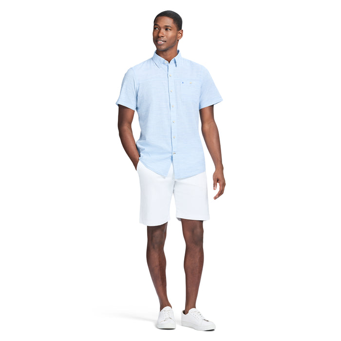 Izod DOCKSIDE SHORT SLEEVE CHAMBRAY SHIRT - BLUE REVIVAL