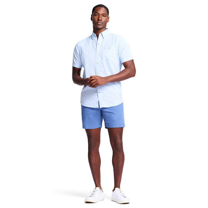Izod DOCKSIDE SHORT SLEEVE CHAMBRAY SHIRT - BLUE REVIVAL