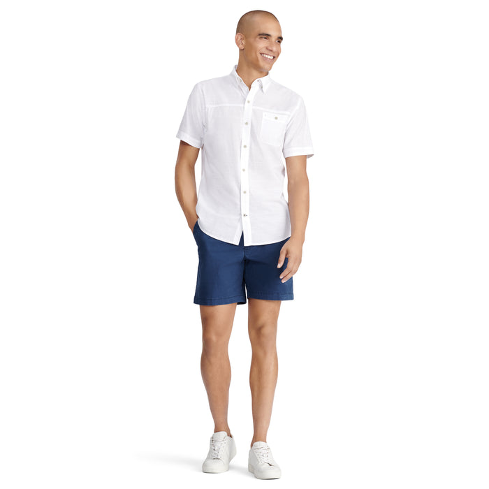 Izod DOCKSIDE SHORT SLEEVE CHAMBRAY SHIRT - BRIGHT WHITE