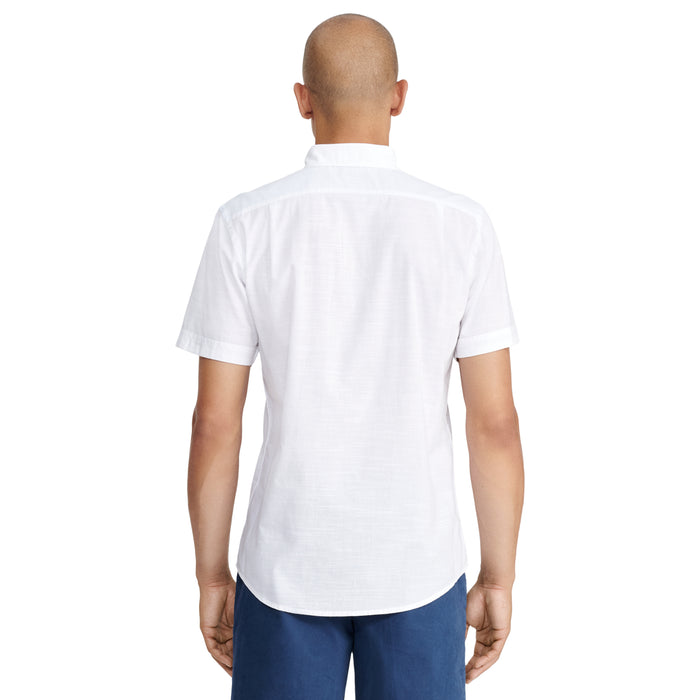 Izod DOCKSIDE SHORT SLEEVE CHAMBRAY SHIRT - BRIGHT WHITE