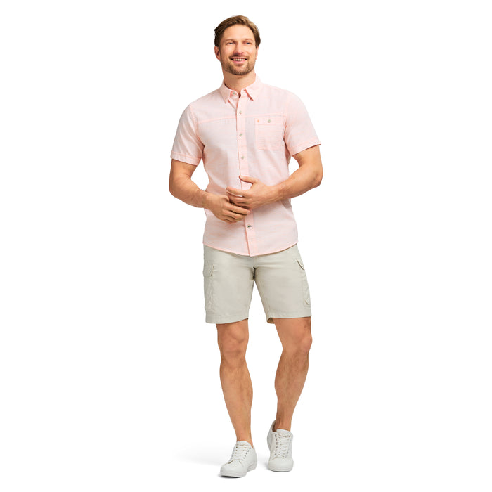 Izod DOCKSIDE SHORT SLEEVE CHAMBRAY SHIRT - CANTALOUPE