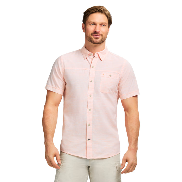 izod DOCKSIDE SHORT SLEEVE CHAMBRAY SHIRT - CANTALOUPE