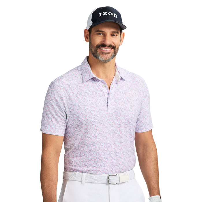 Izod GOLF SWINGFLEX ELITE PRINTED POLO - BRIGHT WHITE
