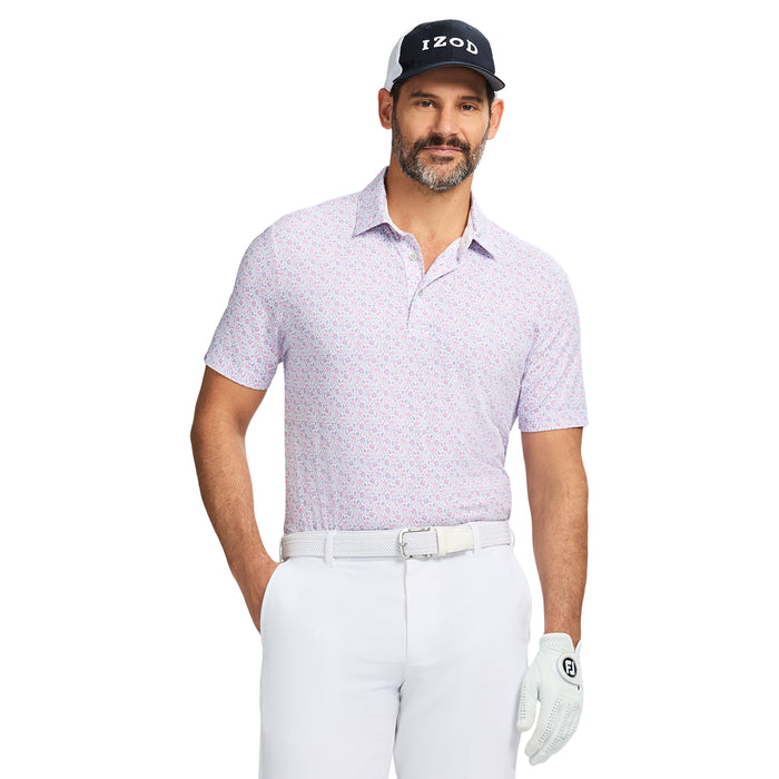 izod GOLF SWINGFLEX ELITE PRINTED POLO - BRIGHT WHITE