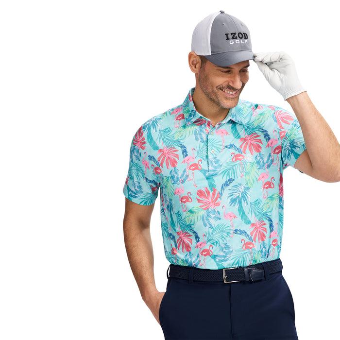 Izod GOLF SWINGFLEX ELITE PRINTED POLO - LIMPET SHELL
