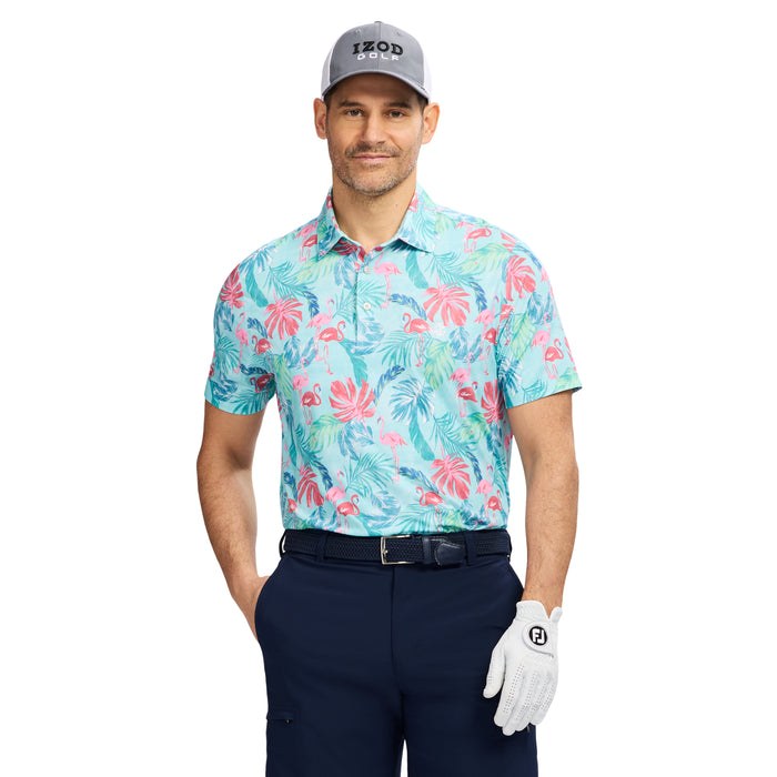 izod GOLF SWINGFLEX ELITE PRINTED POLO - LIMPET SHELL
