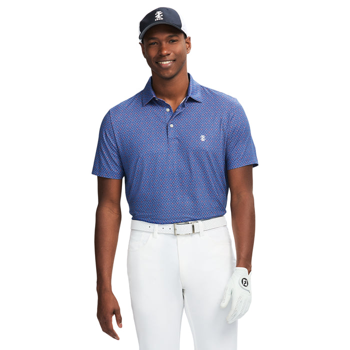 izod GOLF SWINGFLEX ELITE PRINTED POLO - SKIPPER BLUE
