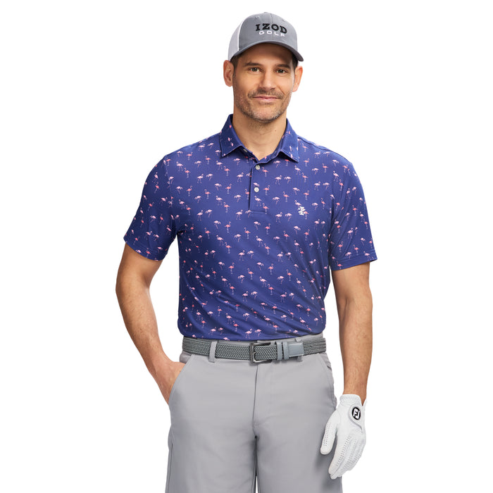 izod GOLF SWINGFLEX ELITE PRINTED POLO - SKIPPER BLUE