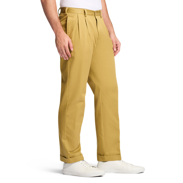 Izod AMERICAN CHINO DOUBLE PLEATED PANT - KHAKI