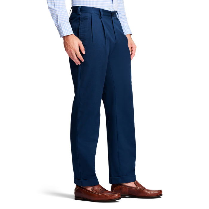 Izod AMERICAN CHINO DOUBLE PLEATED PANT - NAVY