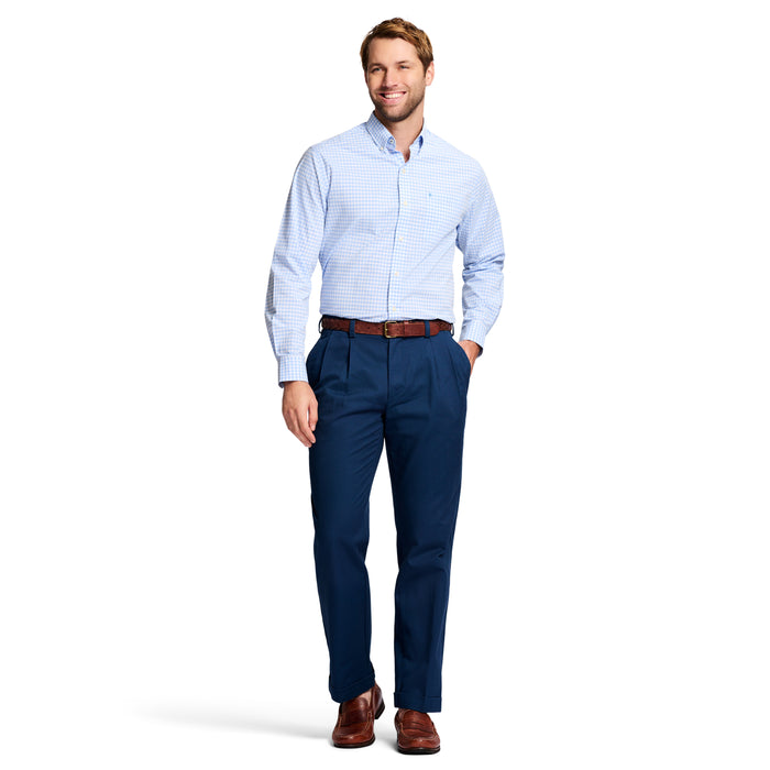 Izod AMERICAN CHINO DOUBLE PLEATED PANT - NAVY
