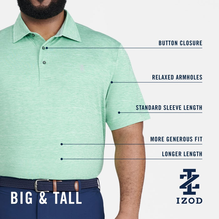 Izod BIG & TALL GOLF SWINGFLEX ELITE POLO - PRISM PINK