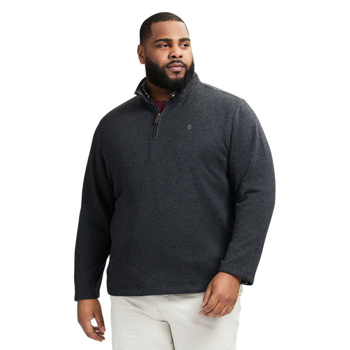 izod BIG & TALL QUARTER ZIP SWEATER FLEECE - BLACK