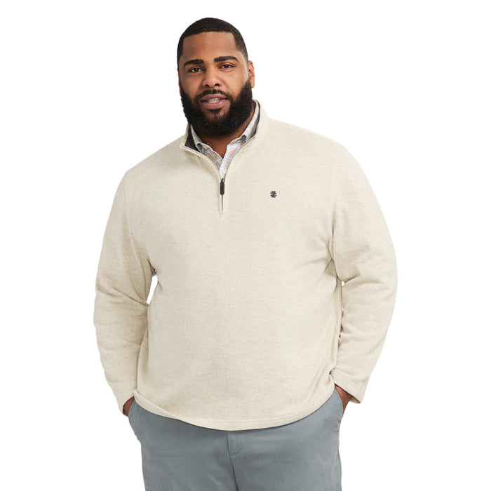 izod BIG & TALL QUARTER ZIP SWEATER FLEECE - ROCK HTHR