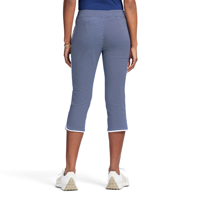 Izod BILLIE PIPED PRINTED CAPRI PANT - MEDIEVAL BLUE