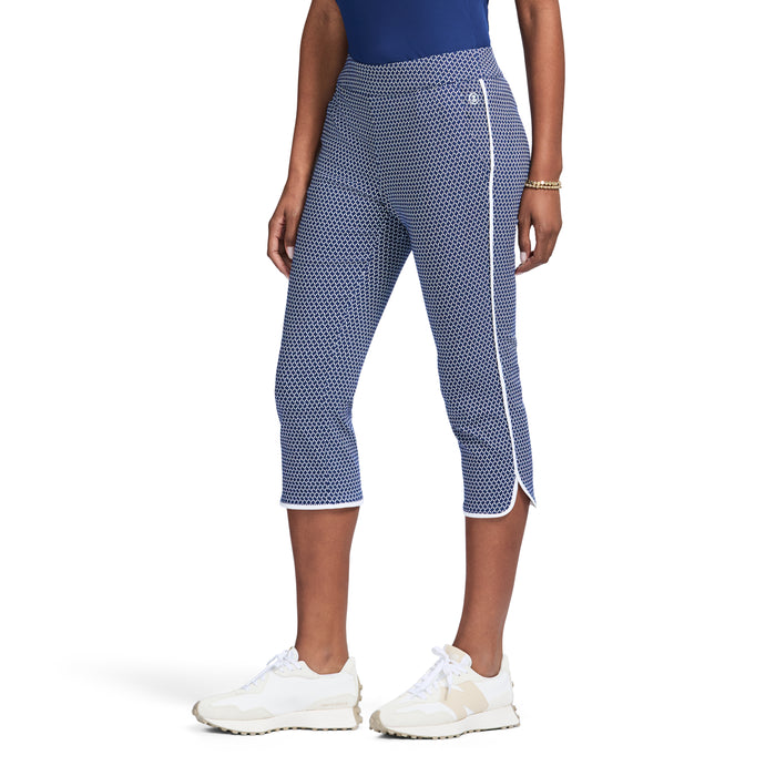 Izod BILLIE PIPED PRINTED CAPRI PANT - MEDIEVAL BLUE
