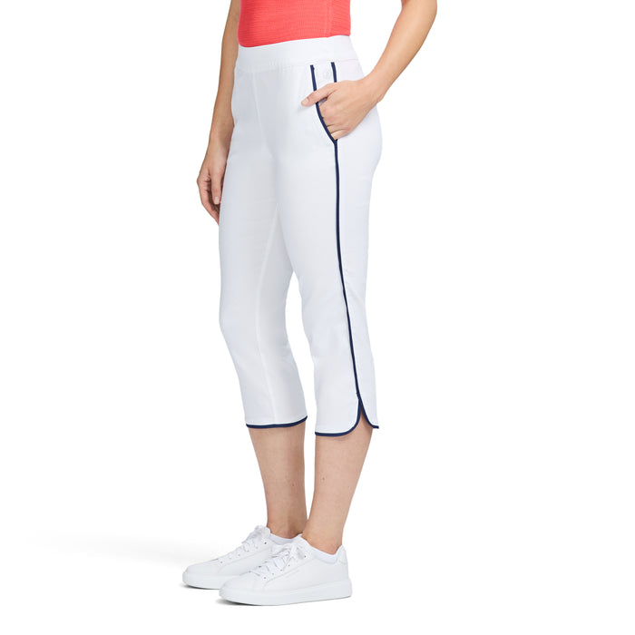 Izod BILLIE PIPED SOLID CAPRI PANT - BRIGHT WHITE