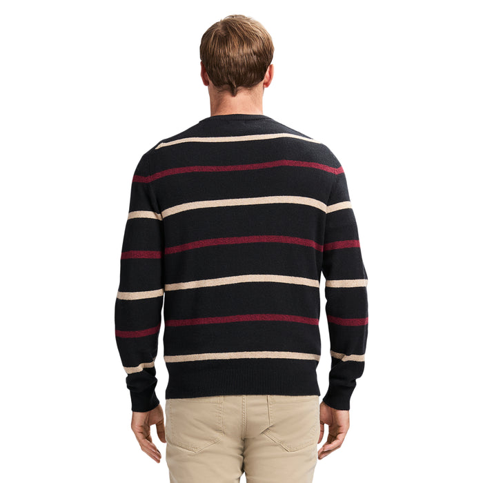 Izod CLASSIC STRIPED CREWNECK SWEATER - BLACK