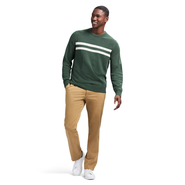 Izod CLASSIC STRIPED CREWNECK SWEATER - DEEP FOREST