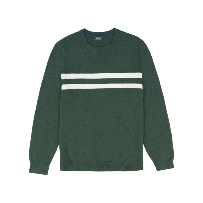 Izod CLASSIC STRIPED CREWNECK SWEATER - DEEP FOREST