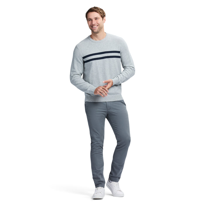 Izod CLASSIC STRIPED CREWNECK SWEATER - LT GREY HTHR