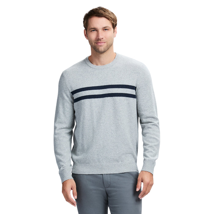 izod CLASSIC STRIPED CREWNECK SWEATER - LT GREY HTHR