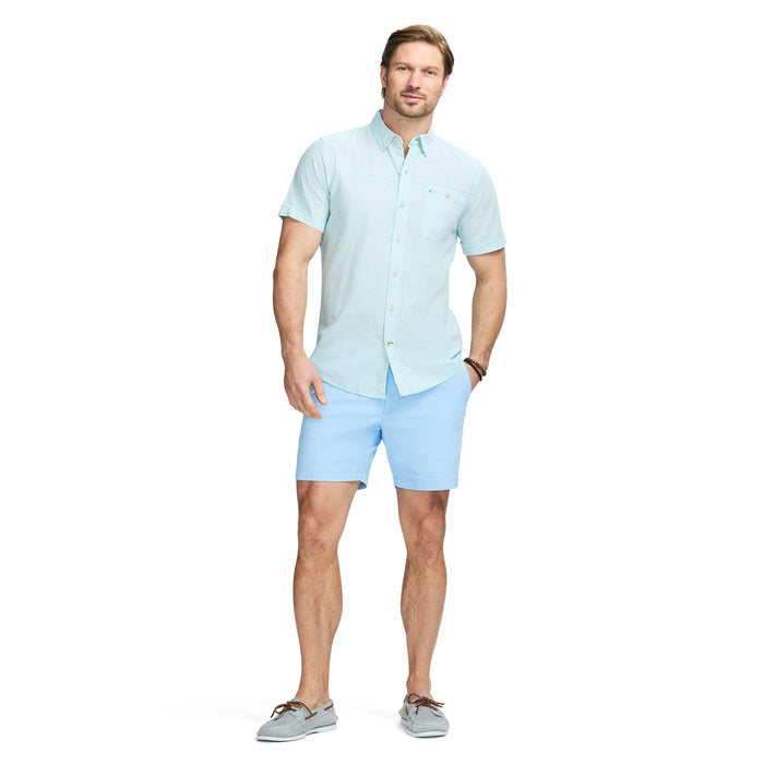 Izod DOCKSIDE SHORT SLEEVE CHAMBRAY SHIRT - WASABI