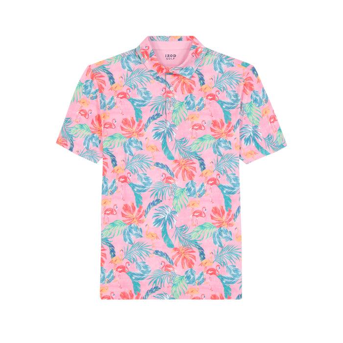 Izod GOLF SWINGFLEX ELITE PRINTED POLO - PRISM PINK