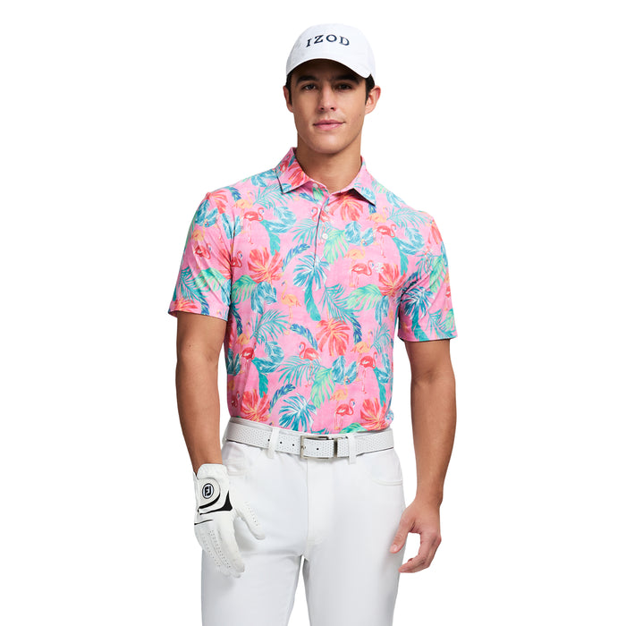 izod GOLF SWINGFLEX ELITE PRINTED POLO - PRISM PINK