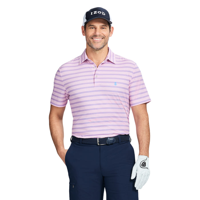 izod GOLF SWINGFLEX ELITE STRIPE POLO - PRISM PINK