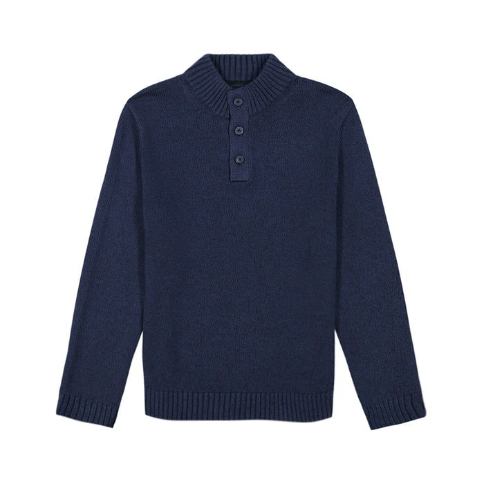 Izod HOLIDAY BUTTON MOCK SWEATER - NAVY BLAZER