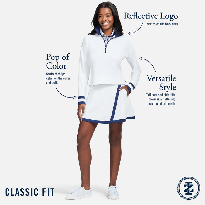 Izod JULIE 1/4 ZIP CROPPED PULLOVER - BRIGHT WHITE