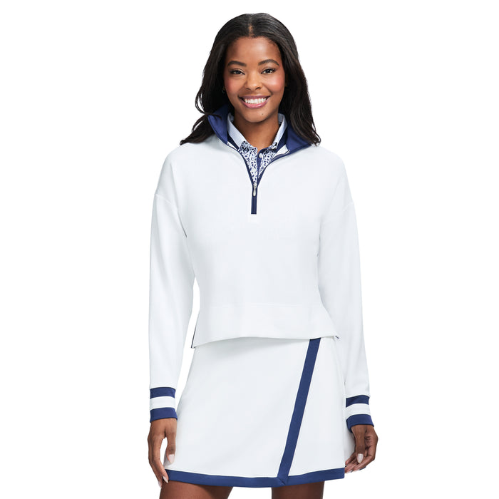 izod JULIE 1/4 ZIP CROPPED PULLOVER - BRIGHT WHITE