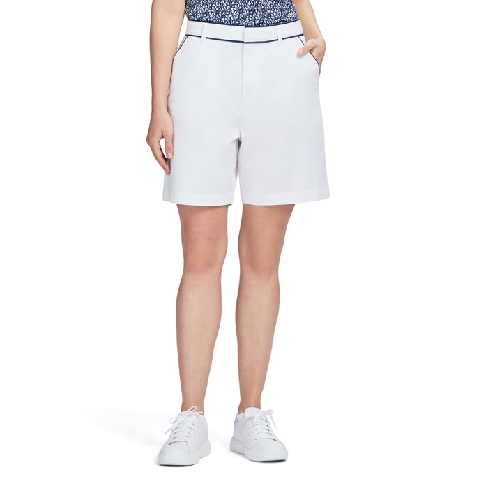 izod MARTINA PIPED TWILL SHORT - BRIGHT WHITE