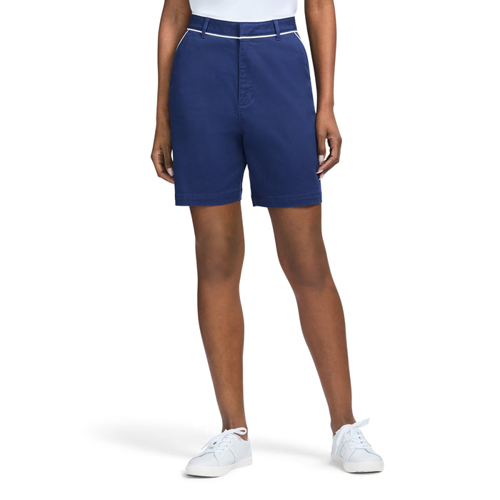 izod MARTINA PIPED TWILL SHORT - MEDIEVAL BLUE